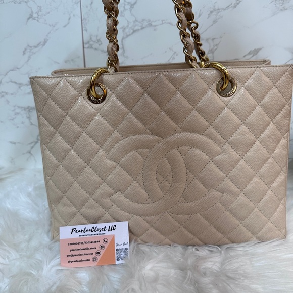 💎✨CHANEL✨💎 RARE GST beige caviar tote 🧿Authentic caviar leather discontinue - Picture 2 of 12